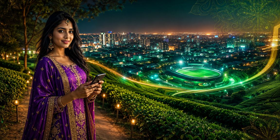 বগুড়ায় চা বাগানের পাশে মোবাইলে স্পোর্টস বেটিং উপভোগ করছেন একজন ব্যবহারকারী